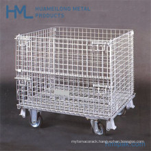 Heavy Duty Rigid Folding Steel Wire Mesh Container with Lid